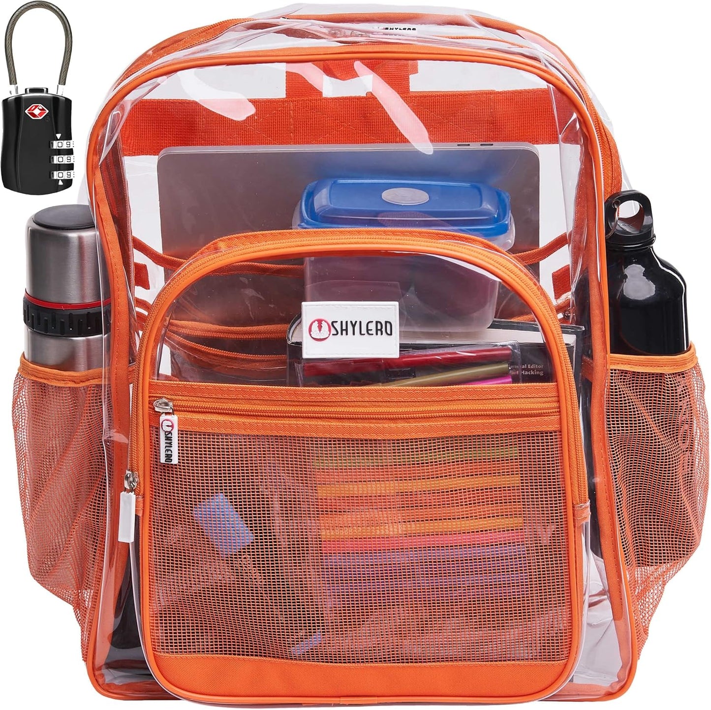 SHYLERO Clear Backpack Heavy Duty with TSA Lock and Zipper