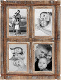 AKRILANE 4 Opening 4x6 Rustic Wood Picture Frame Collage - Distressed