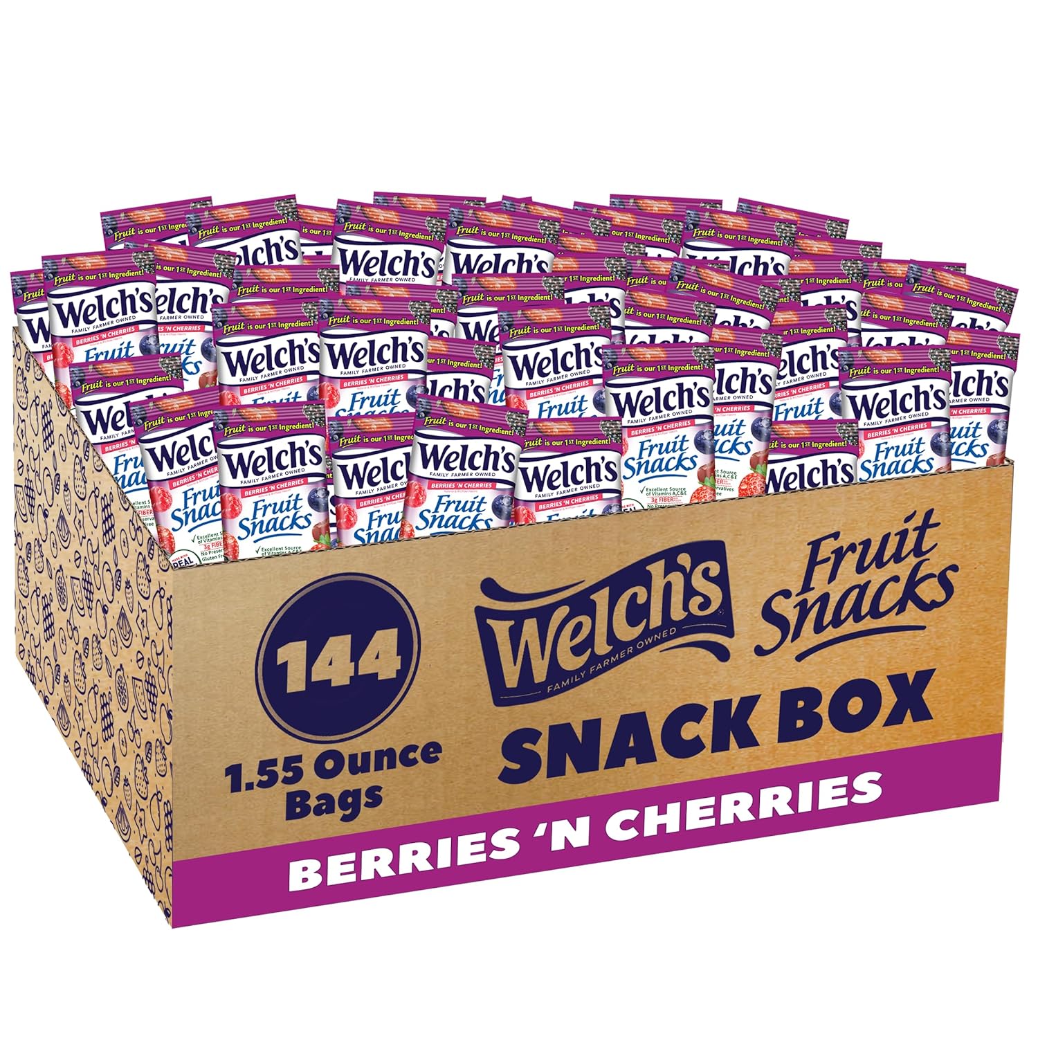 Welch's Fruit Snacks Berries 'n Cherries Bulk Pack for Lunches
