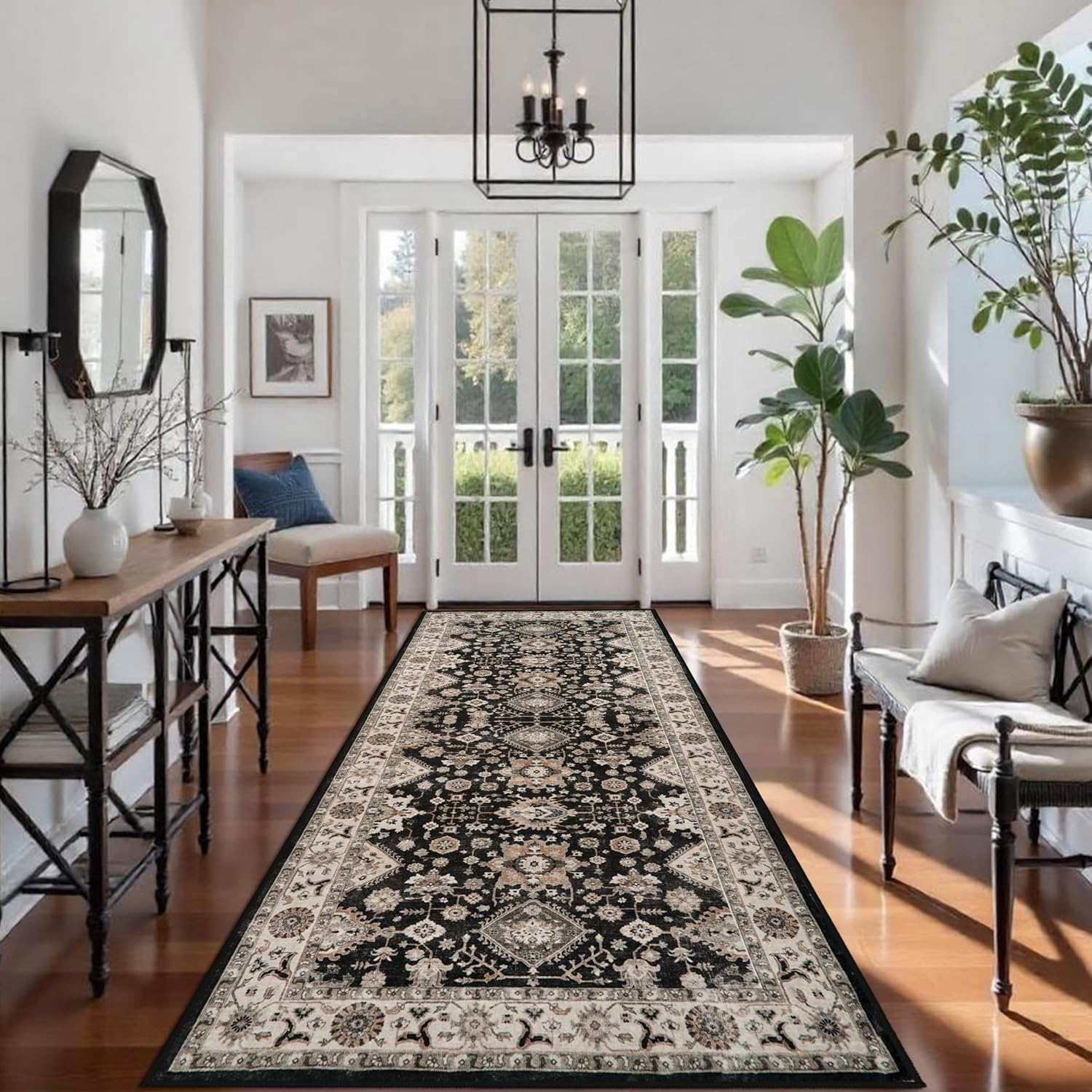 Washable Hallway Runner Rug 4x10: Soft Non Slip Carpet Runner