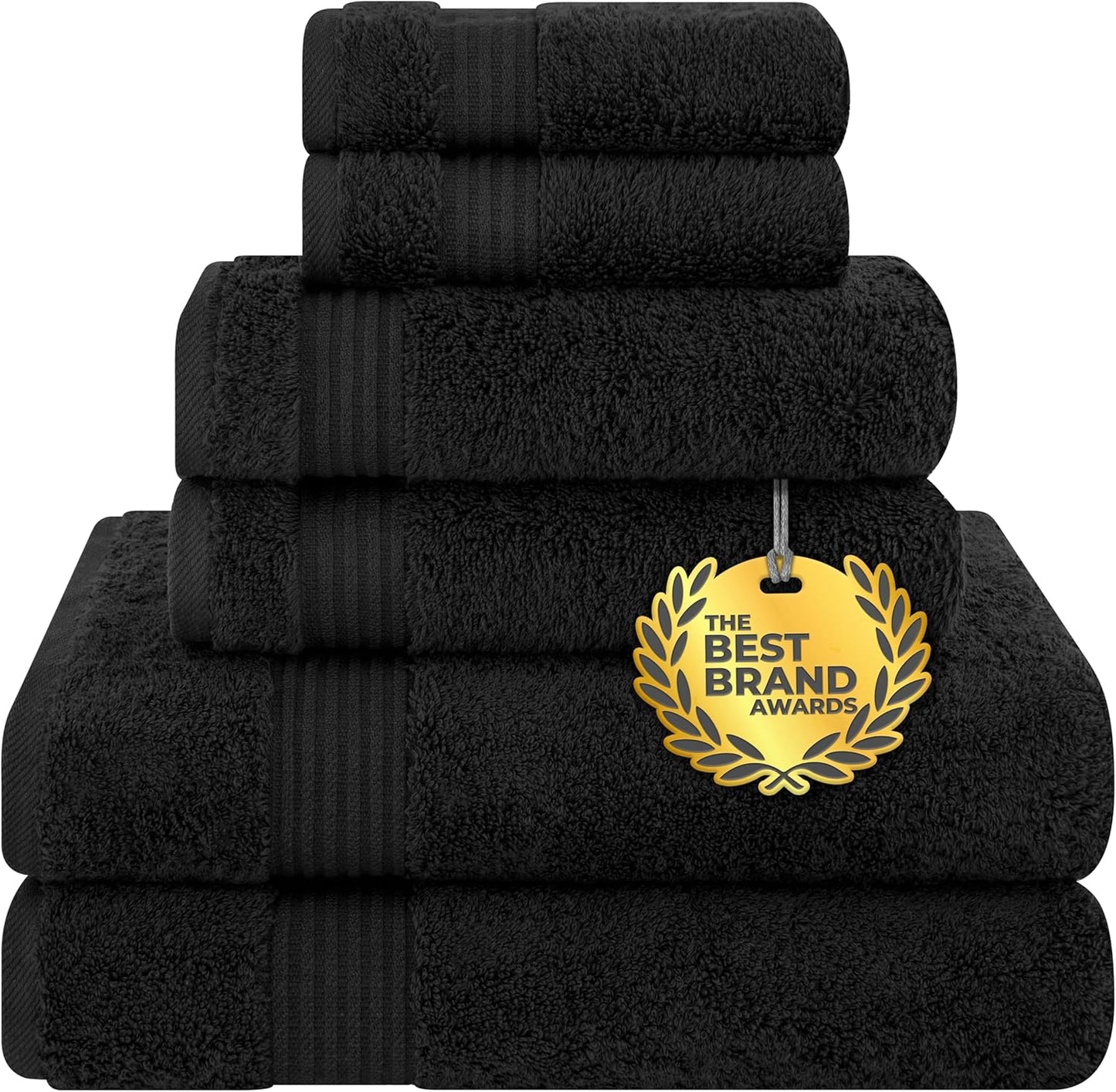 Cotton Paradise Black 6 Piece Towel Set for Luxurious Bathing