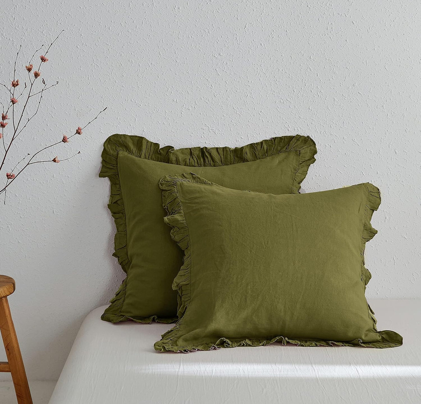 100% Linen Euro Sham Covers with Ruffle for Luxurious Decor