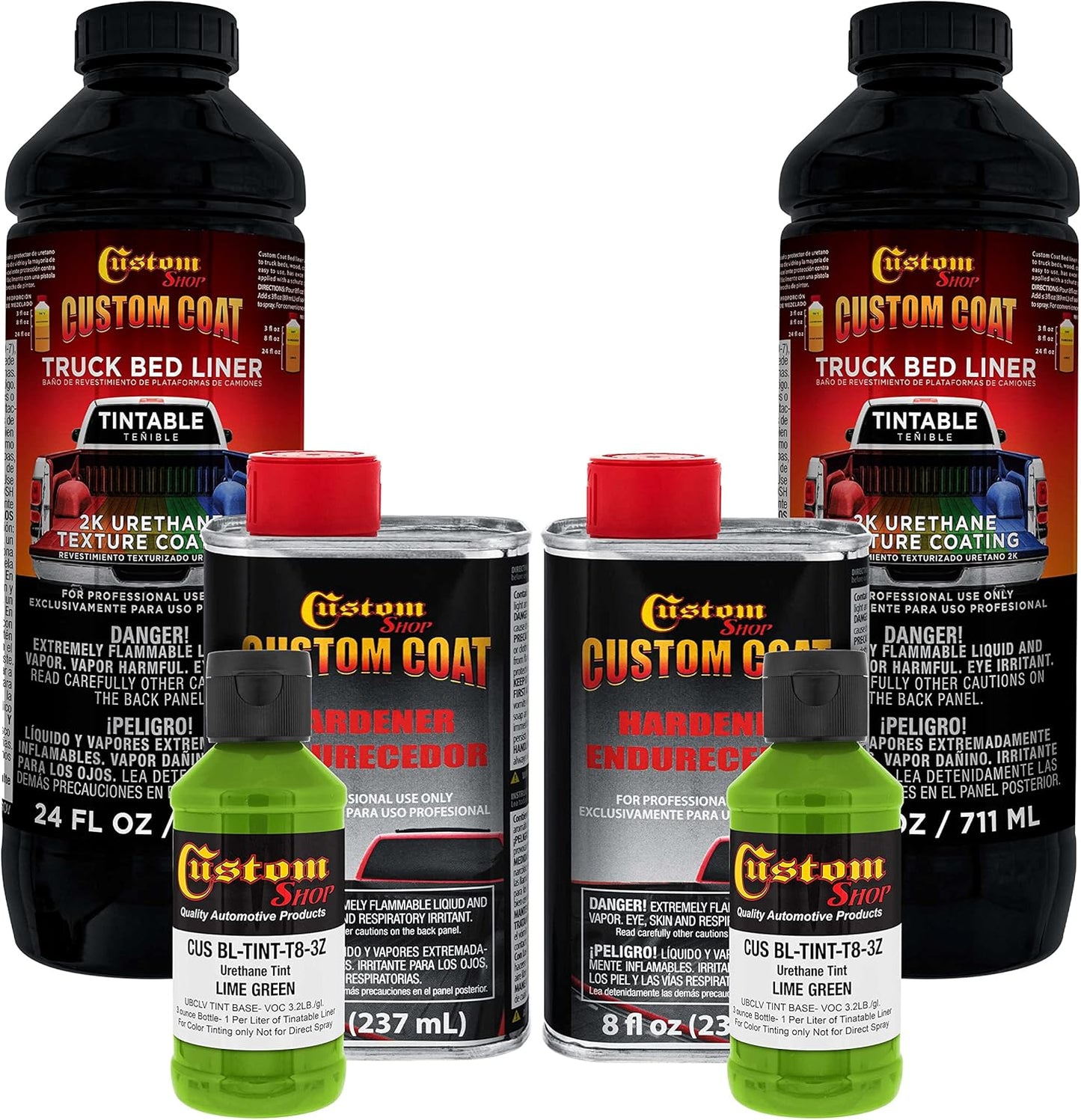 Custom Coat Lime Green Urethane Spray-On Truck Bed Liner Kit