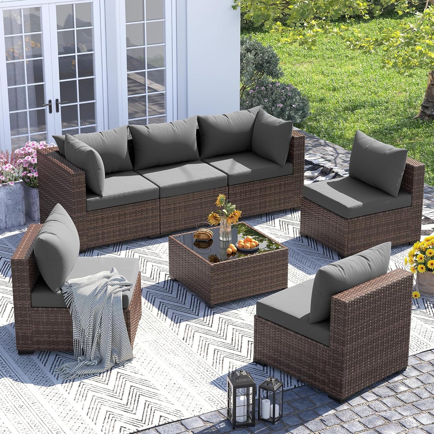 UDPATIO 7 Piece Outdoor Sectional Sofa Set for Your Patio