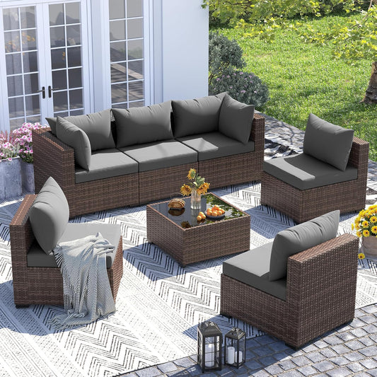 UDPATIO 7 Piece Outdoor Sectional Sofa Set for Your Patio