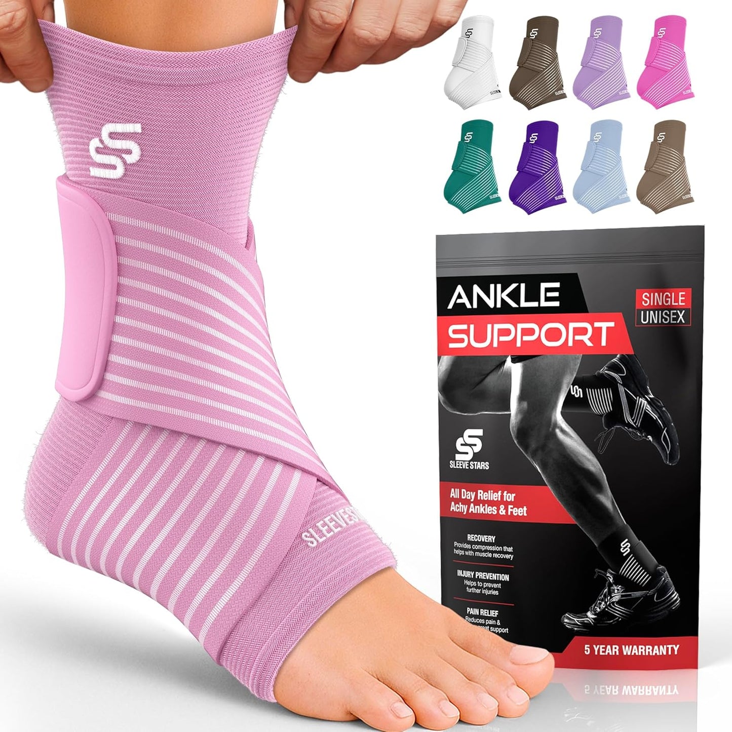 Ankle Brace for Sprains & Plantar Fasciitis Relief - Sleeve Stars