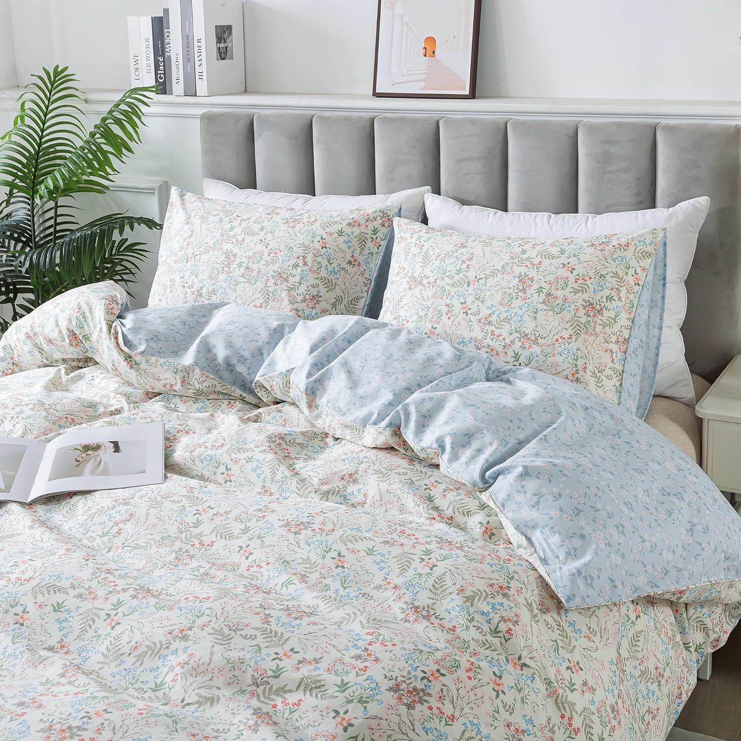 HoneiLife Wildflower Duvet Cover King - 100% Cotton Set