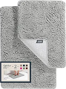 2 Piece Bathroom Rugs Set - Soft Plush Chenille Bath Mats