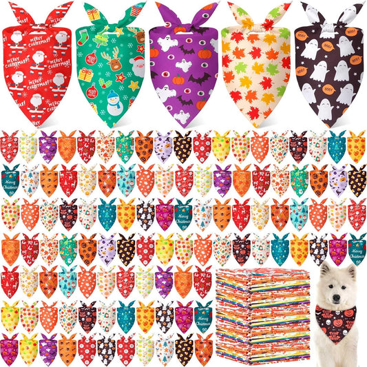 Chunful Holiday Dog Bandanas Bulk for Fall Halloween Christmas