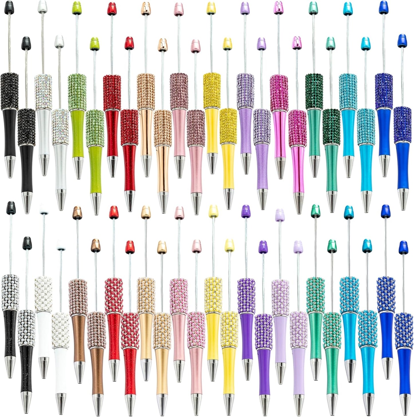 48Pcs Pearl & Diamond Beadable Pens for Creative DIY Projects
