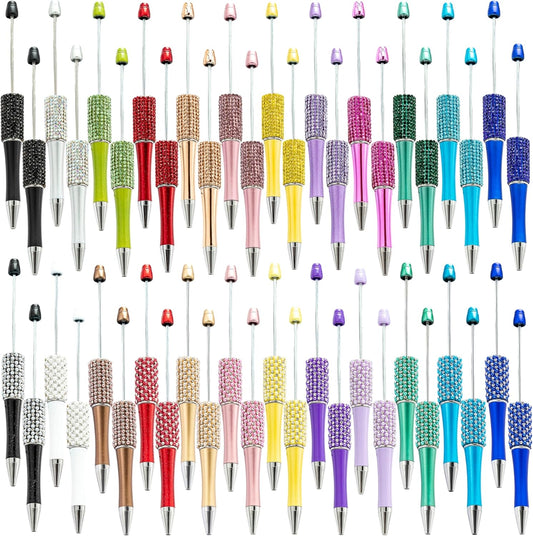 48Pcs Pearl & Diamond Beadable Pens for Creative DIY Projects