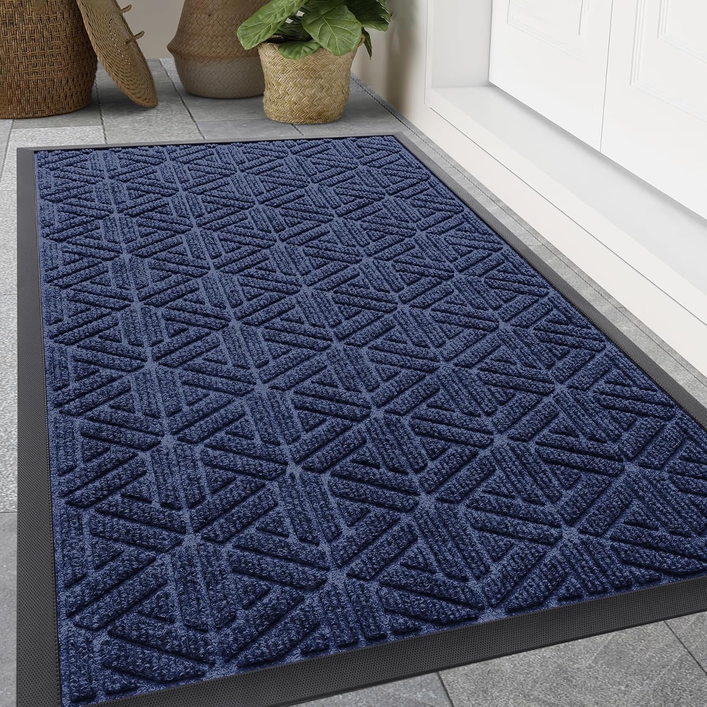 Smiry Heavy Duty Natural Rubber Doormat for Entryways and Patios