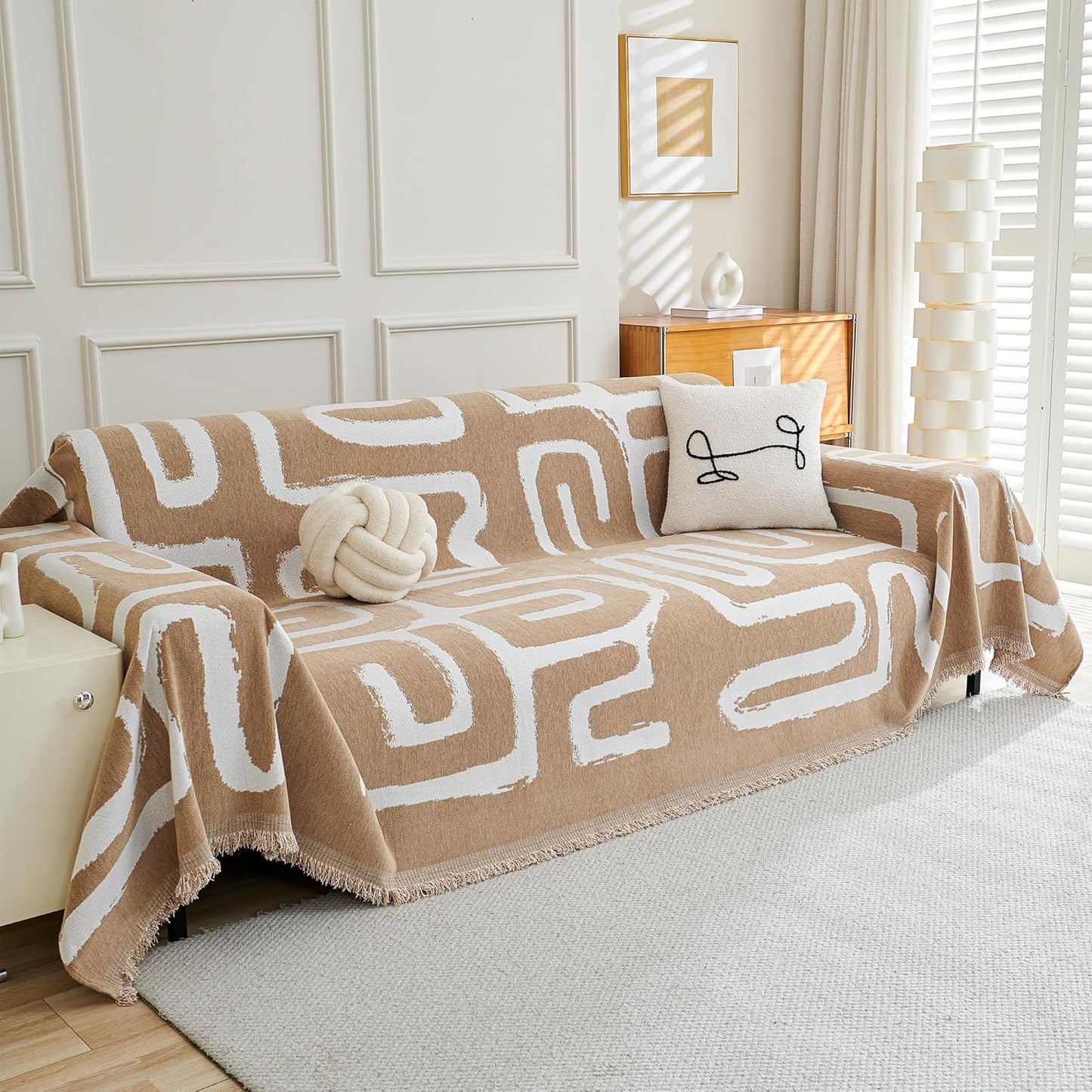 MEETSKY Boho Couch Cover Washable Chenille Sofa Slipcover