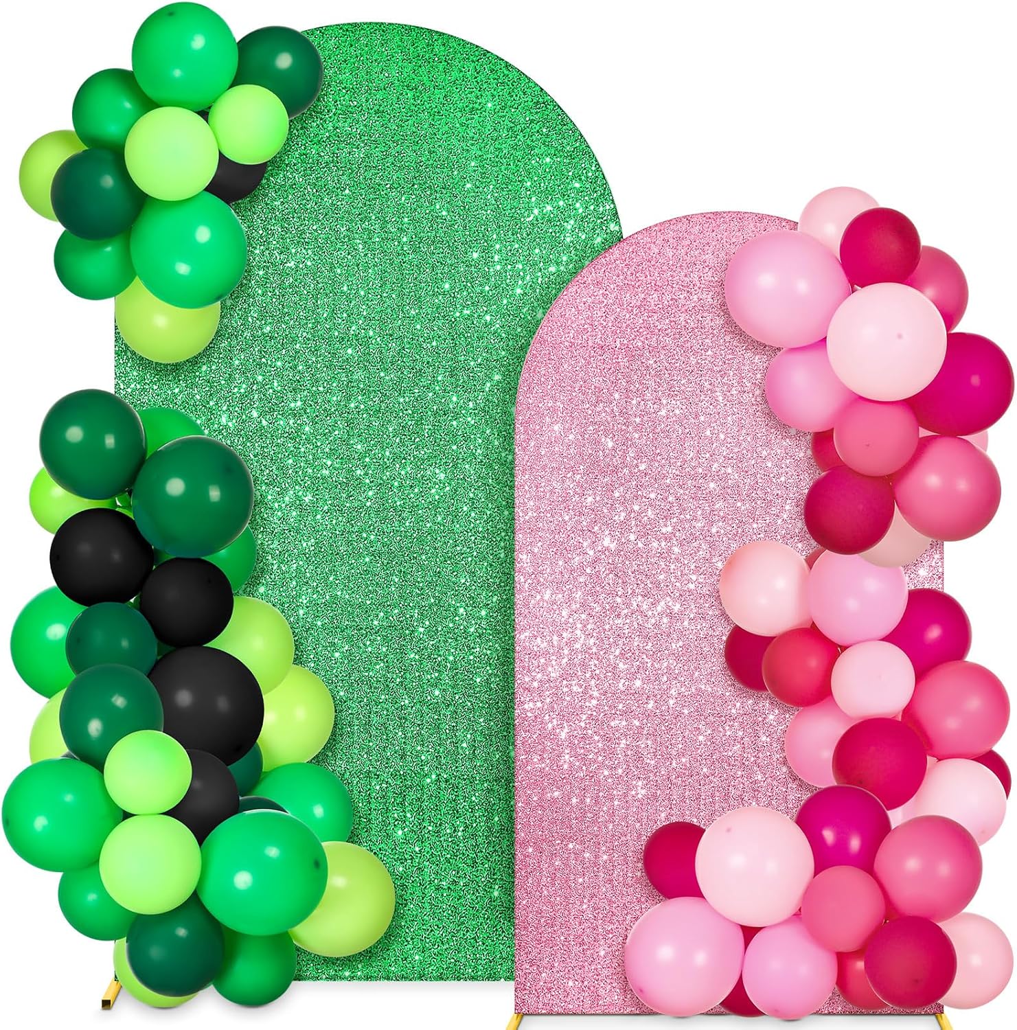 Sequin Green and Pink Arch Backdrop Cover Set for Parties