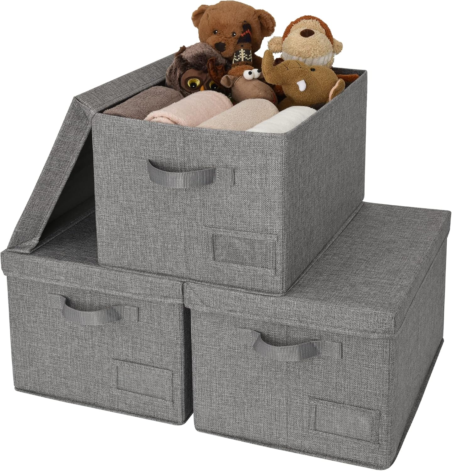 Storage Bins with Lids for Closet Organization - 3-Pack Set