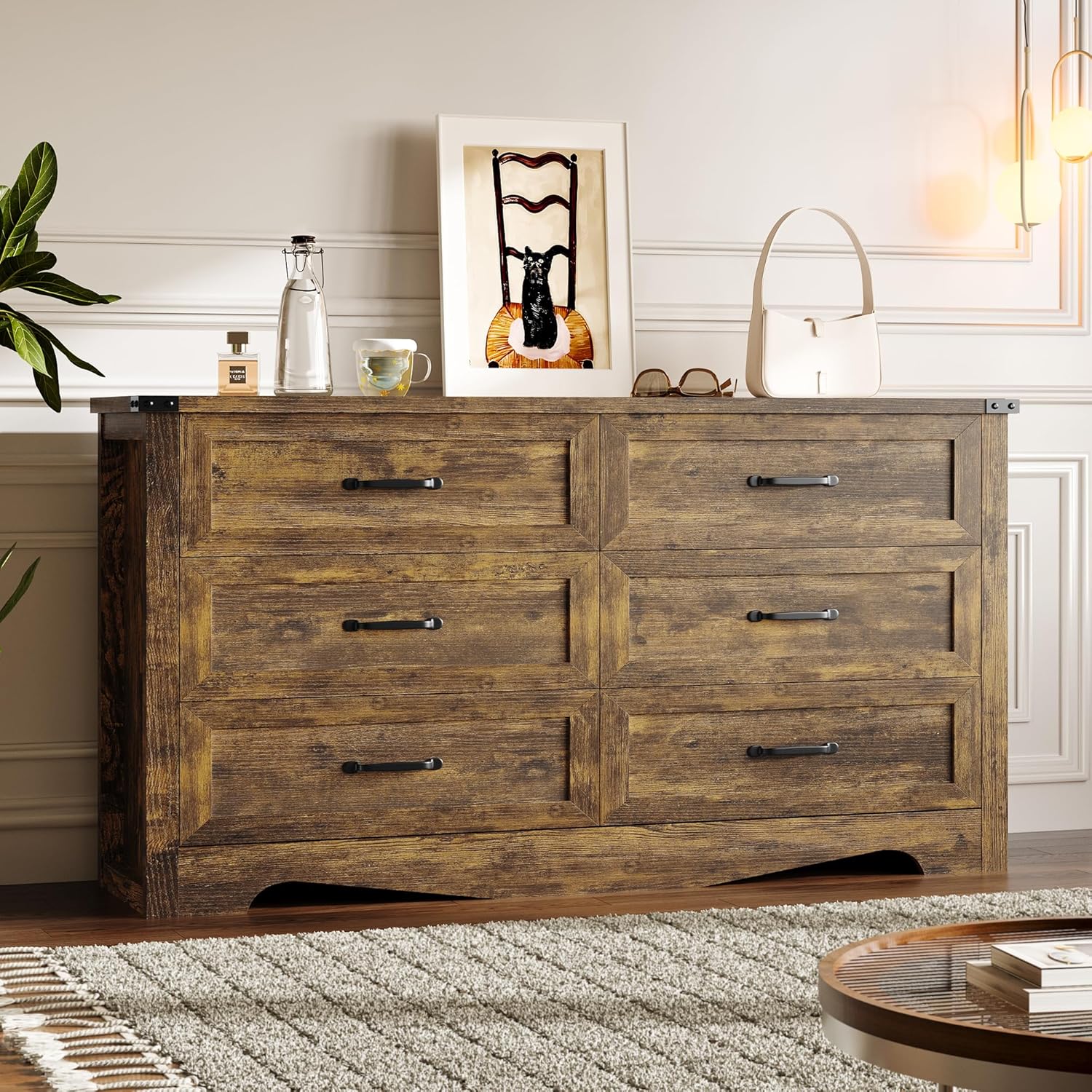 Modern 6-Drawer Dresser for Bedroom and Living Room Storage