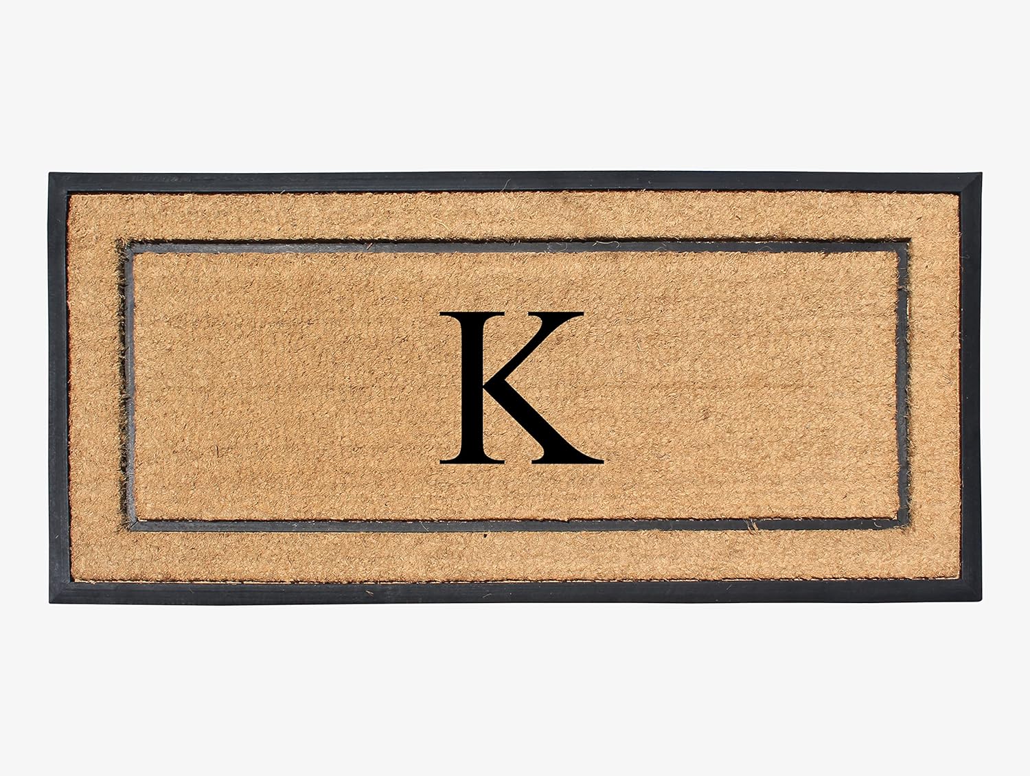 Natural Coir & Rubber Large Monogrammed Doormat for Entryways