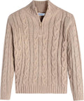Boy's Cable Knitted Sweater Half Zip Lightweight Casual Pullovers Boys