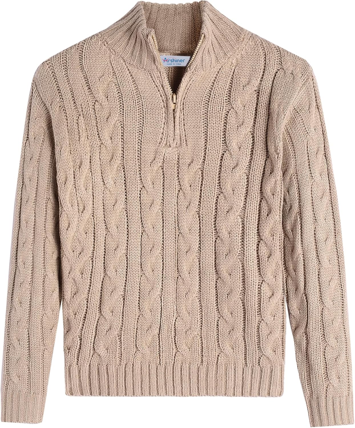 Arshiner Boy's Cable Knitted Sweater Half Zip for Kids 2-11