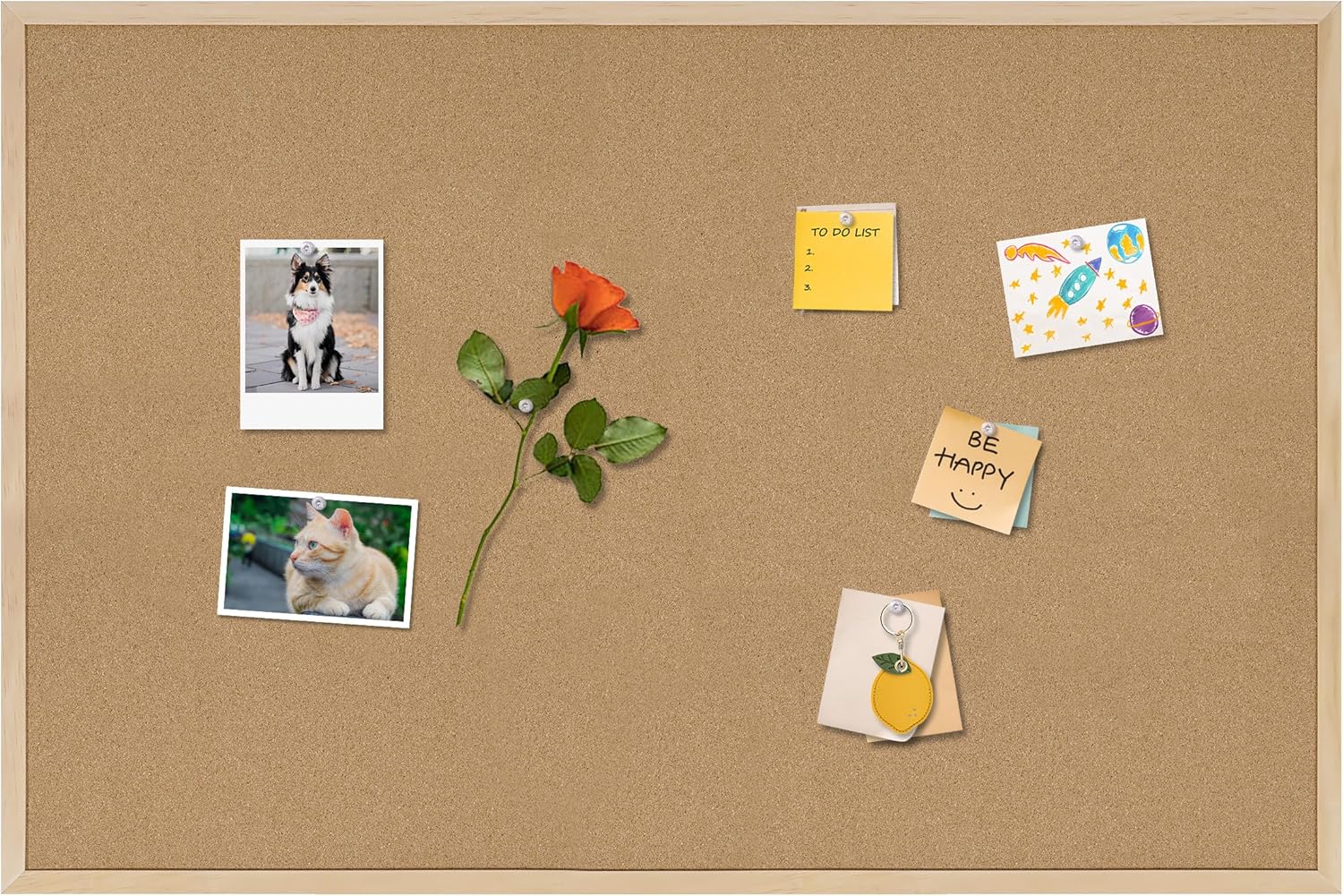 Cork Board Bulletin Board for Office, 36x24 with Oak Frame
