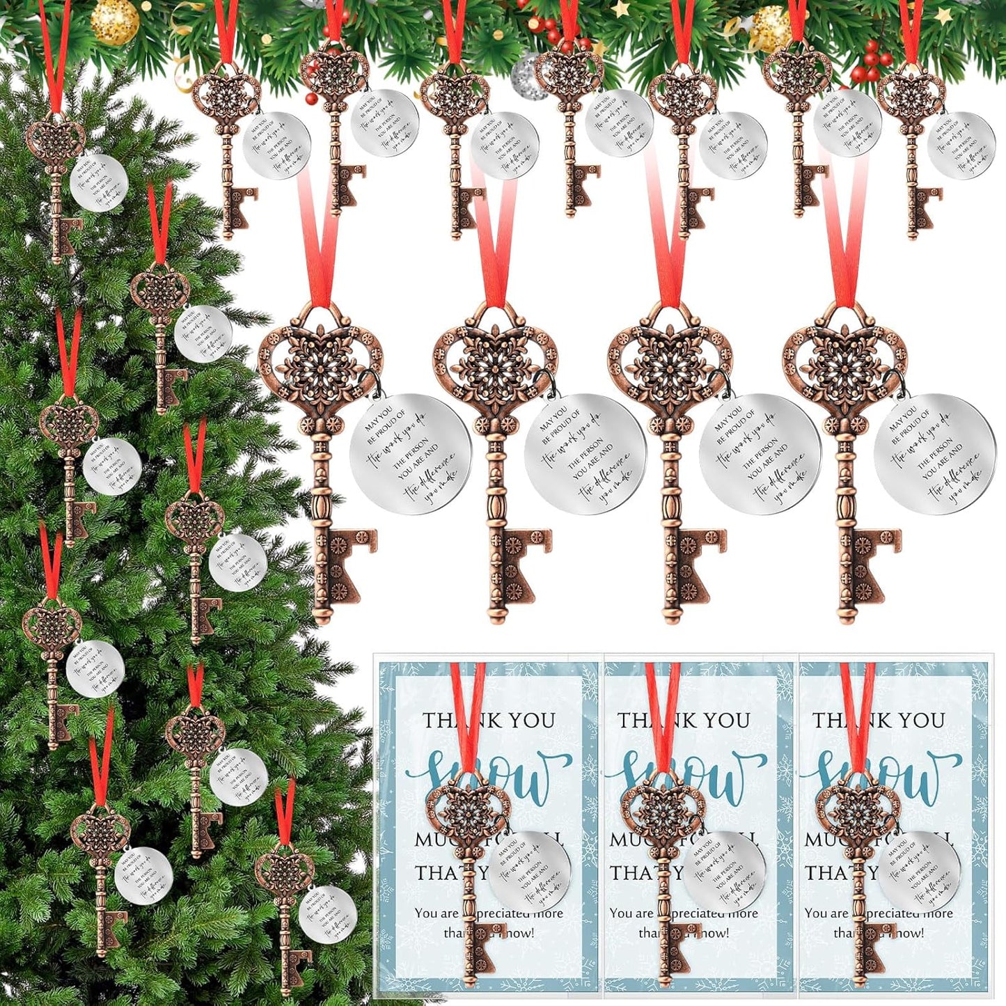 Christmas Coworker Employee Appreciation Gifts Set with Keychains