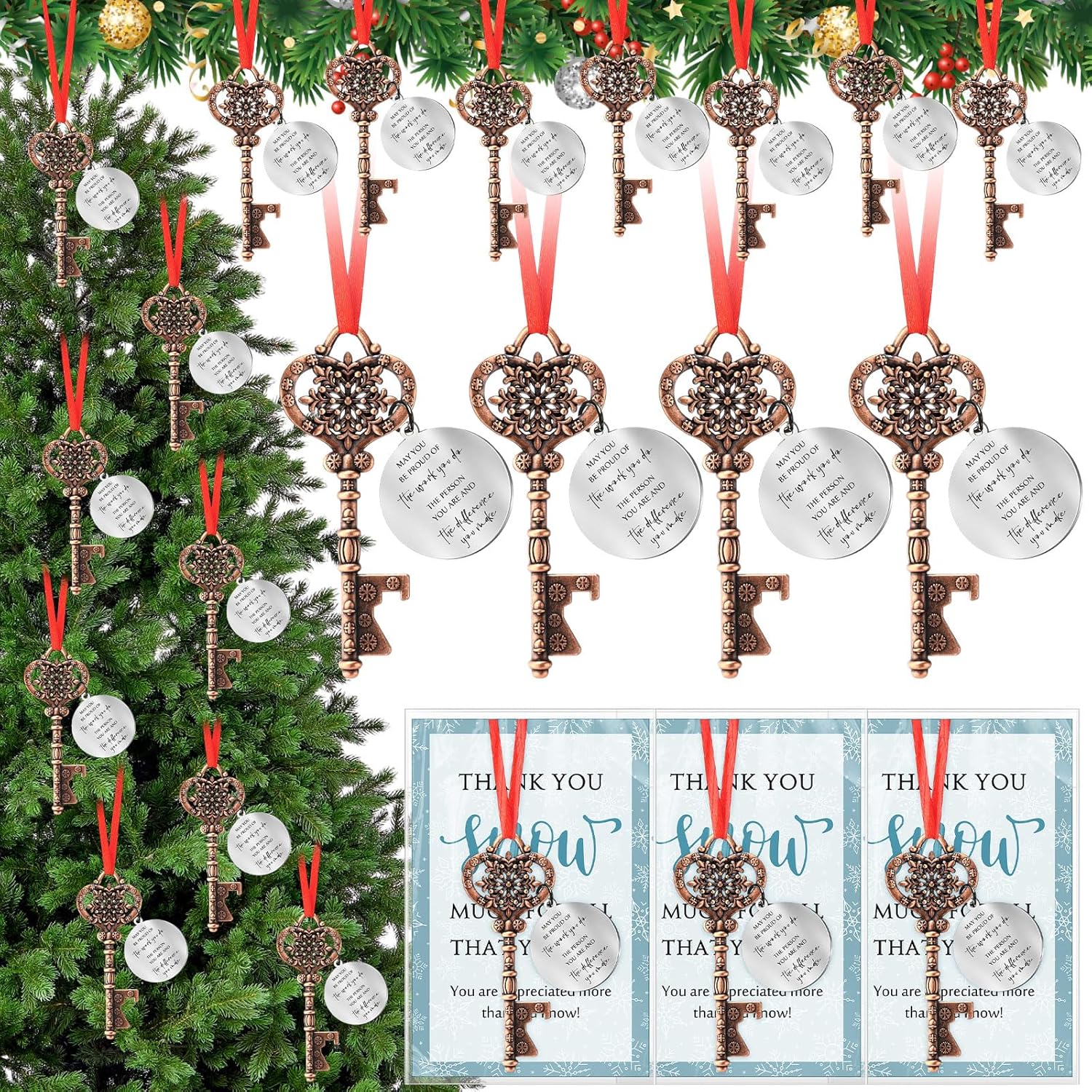 Christmas Coworker Employee Appreciation Gifts Set with Keychains