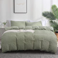 AveLom Green Duvet Cover Queen 90 x 90 in - Seersucker Washed