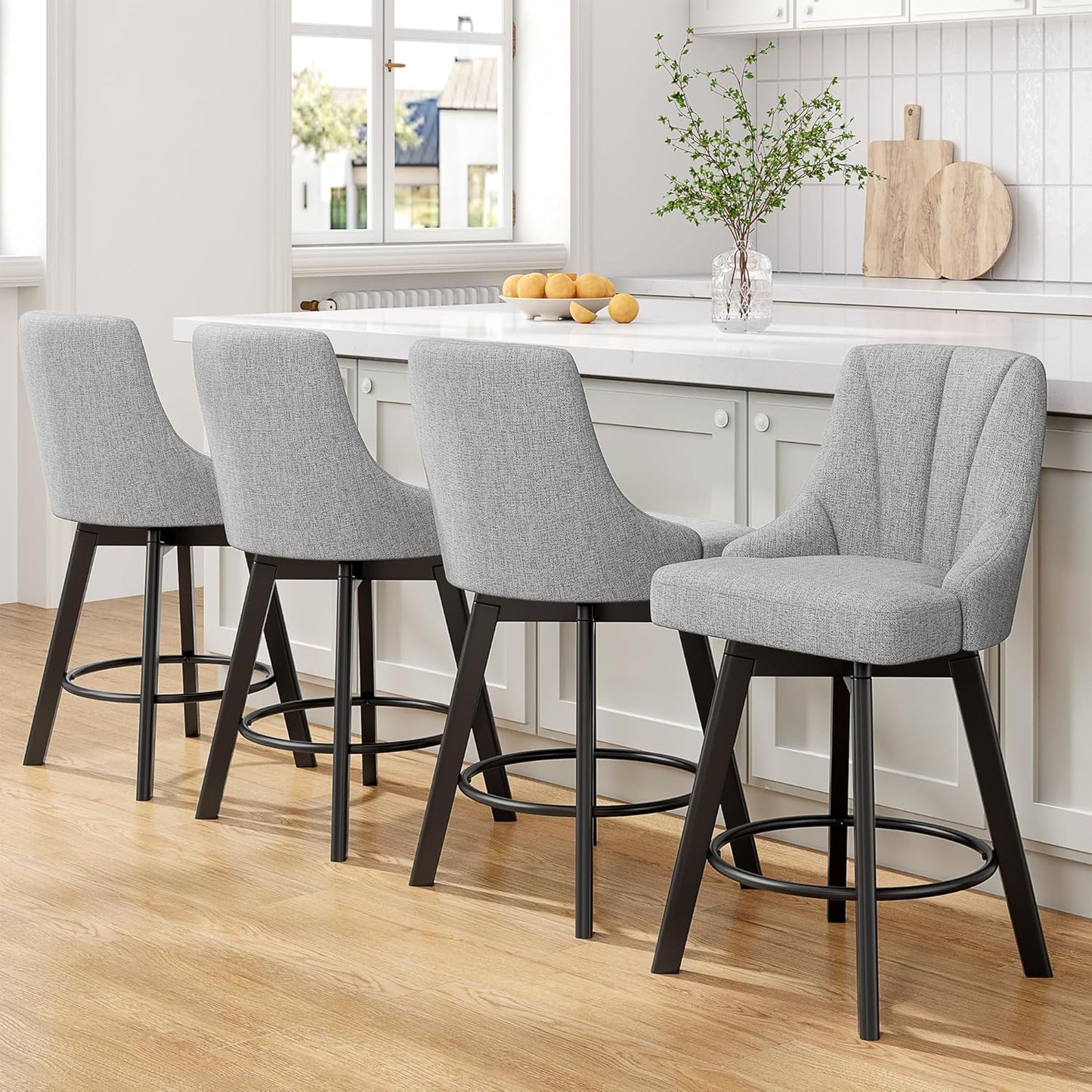 Comfortable 24in Counter Height Bar Stools with Backs Set of 4
