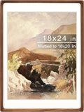 18x24 Picture Frame with Mat for 16x20 - Natural Walnut Rounded