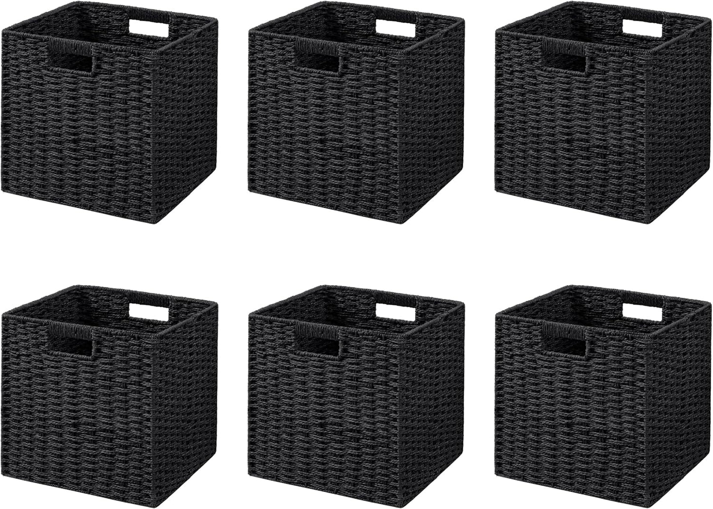 Wicker Storage Baskets for Organizing & Decor - 6 Pack