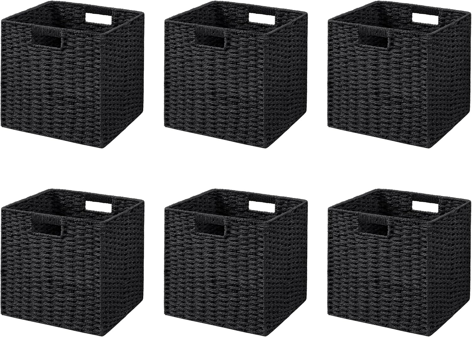Wicker Storage Baskets for Organizing & Decor - 6 Pack