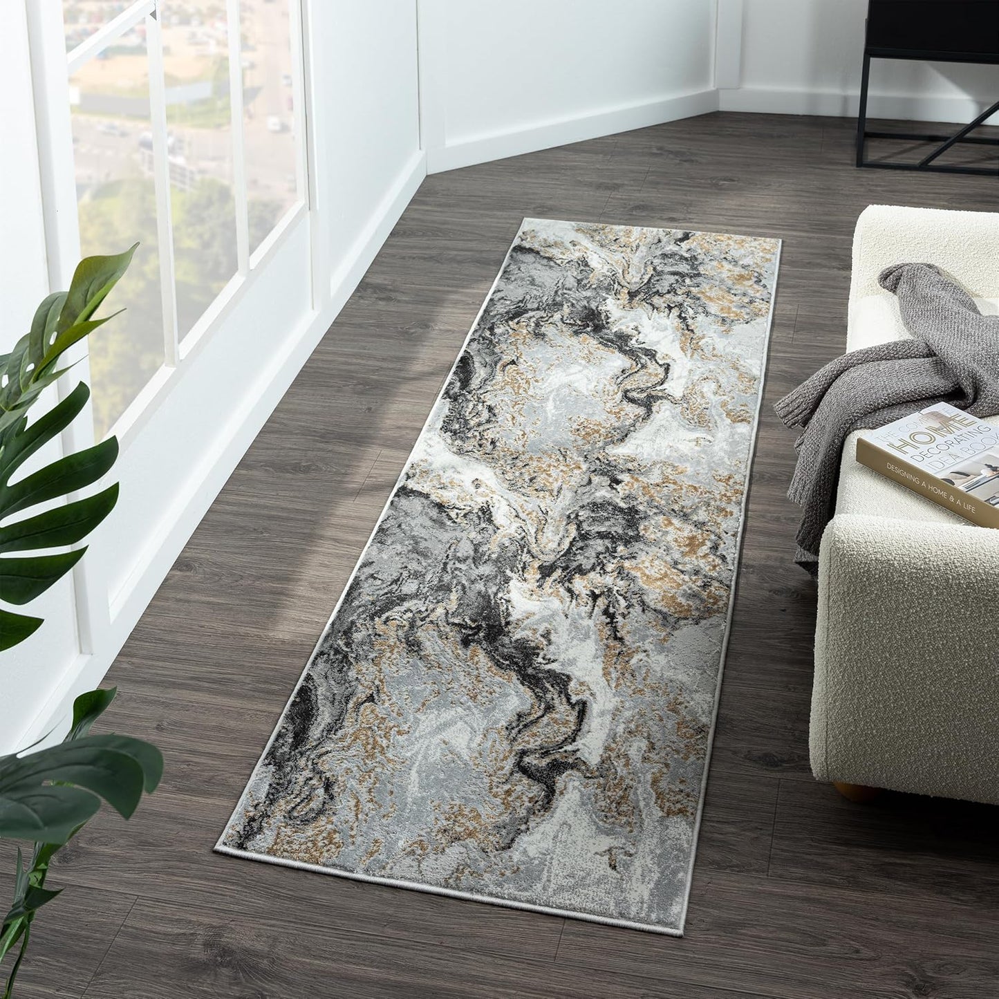 LUXE WEAVERS Marble Swirl Abstract Area Rug for Modern Spaces