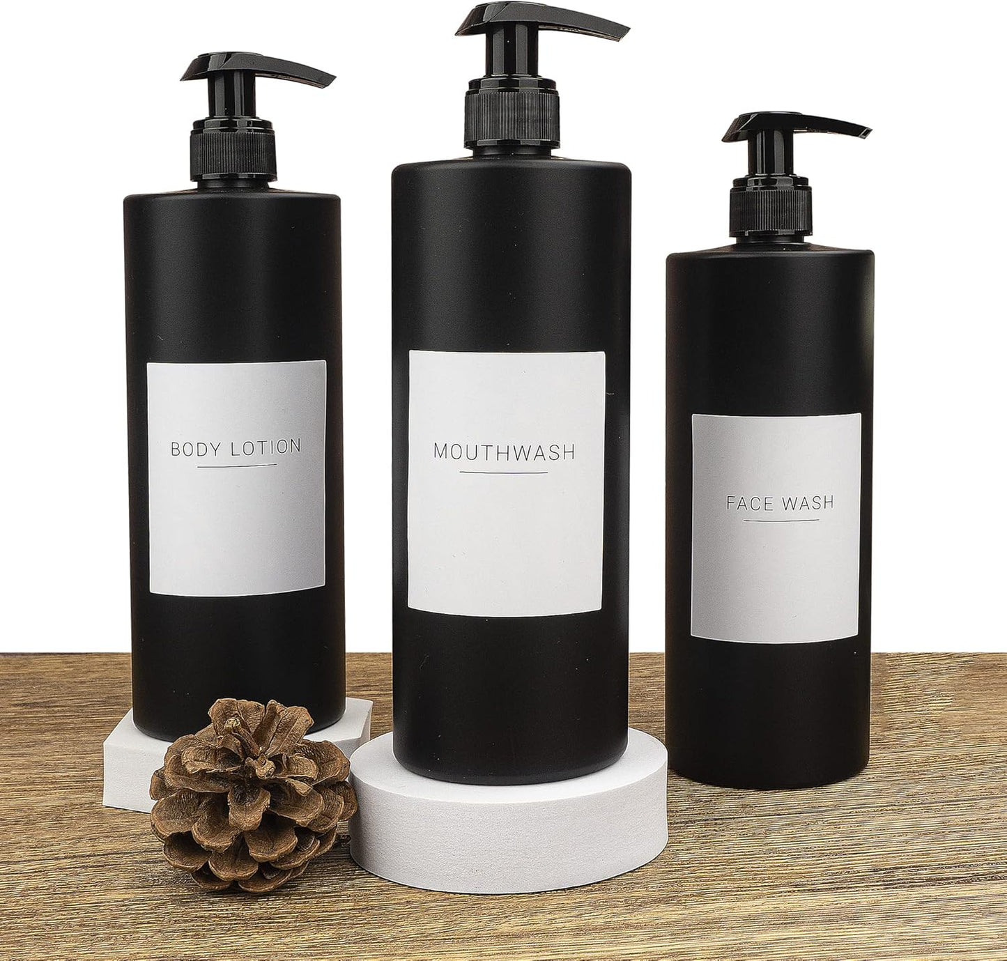 3PCS Matte Black Lotion Pump Dispensers - Organize with Style!