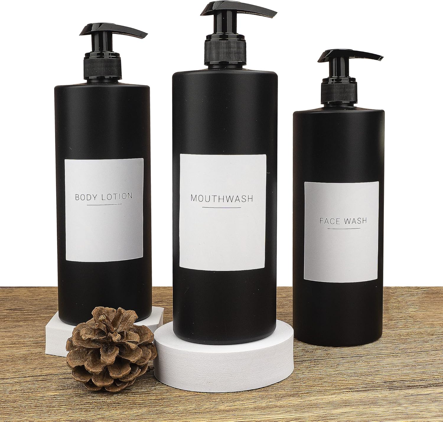 3PCS Matte Black Lotion Pump Dispensers - Organize with Style!