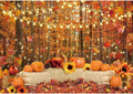 10x8ft Polyester Fall Backdrop Autumn Forest Leaves Pumpkins