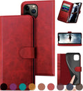 iPhone 11 Pro Genuine Leather Wallet Case with RFID Blocking - Red