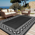 Outdoor Rugs 9x12 Waterproof Patio Rug - Reversible Geometric Mat