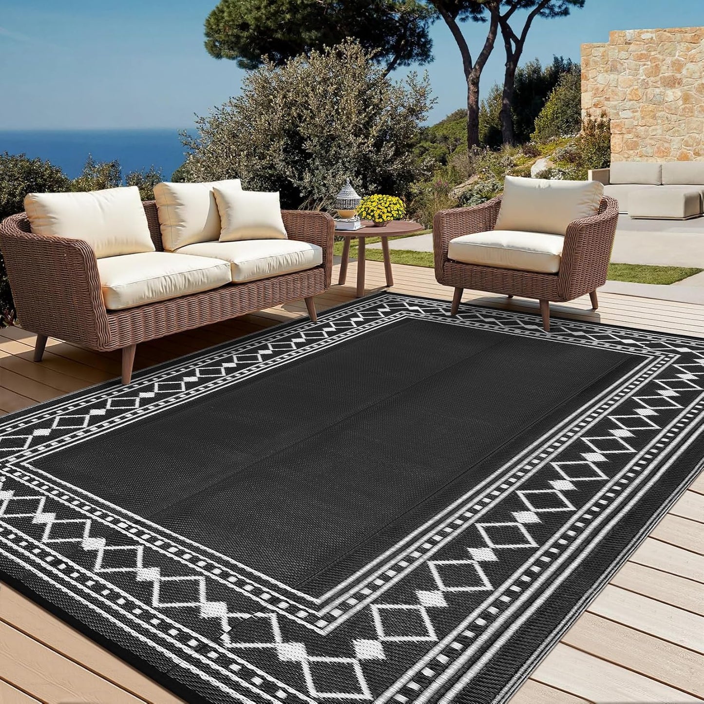 Outdoor Rugs 9x12 Waterproof Patio Rug for Versatile Use
