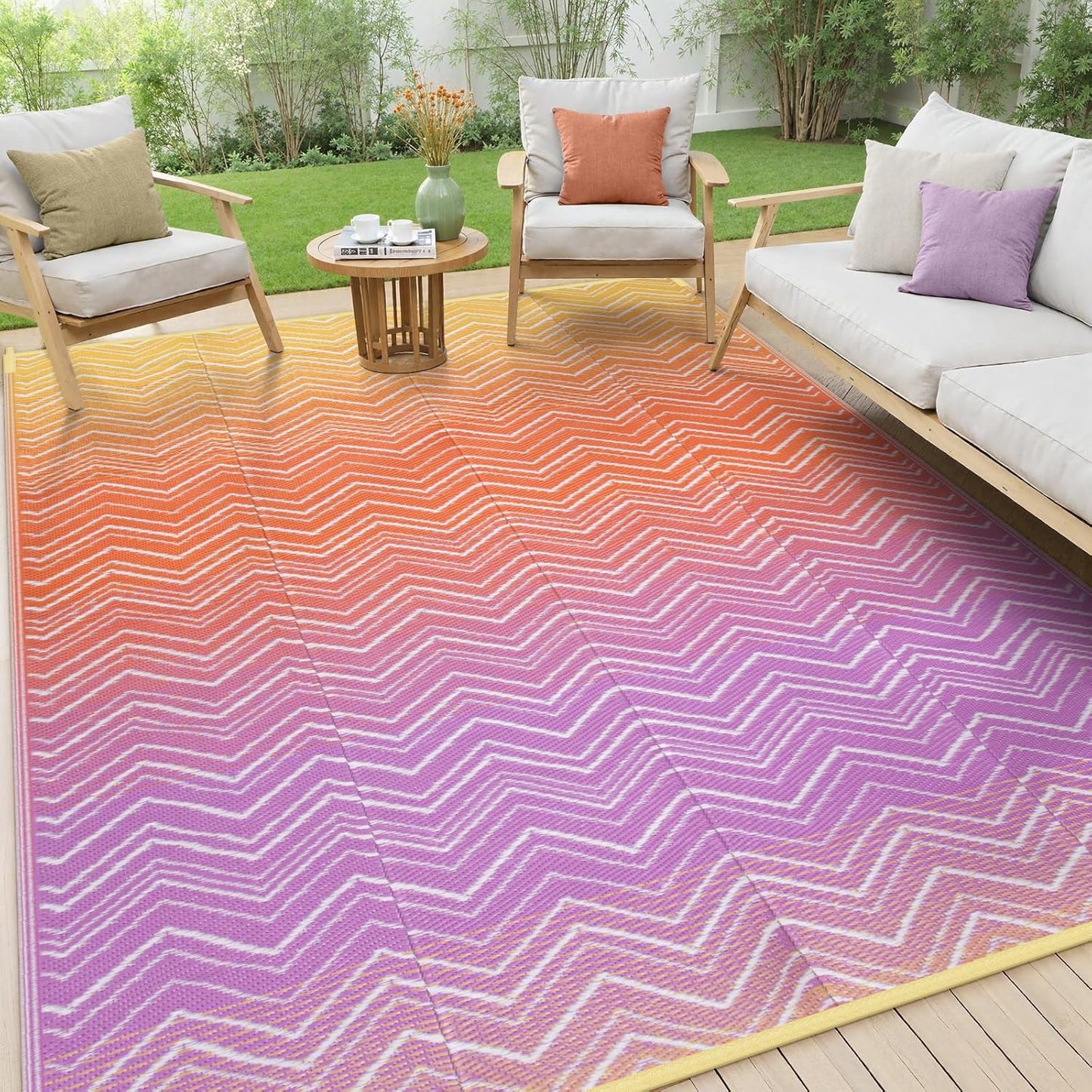 Lahome Waterproof Outdoor Rug 8x10 for Patios and Decks