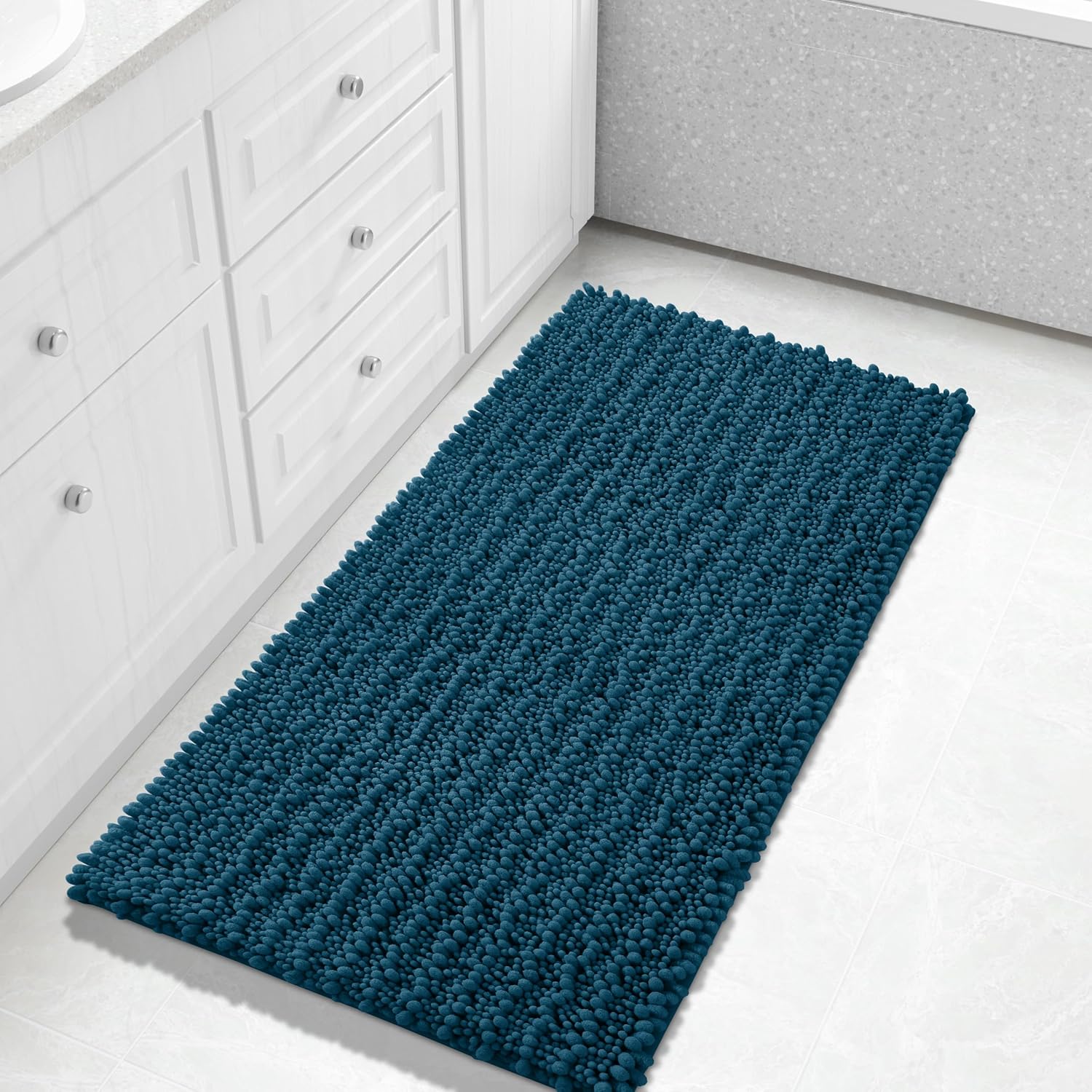 Yimobra Long Bathroom Rugs Non Slip Washable Chenille Mat