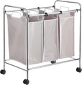 3-Bag Rectangular Laundry Hamper Sorter Basket - Efficient Sorting
