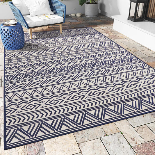 Outdoor Rug Carpet 8x10 ft for Patio Deck and Backyard Use