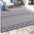 Outdoor Rug Carpet 6x9 ft Navy - Non Slip Flatweave Patio Rug