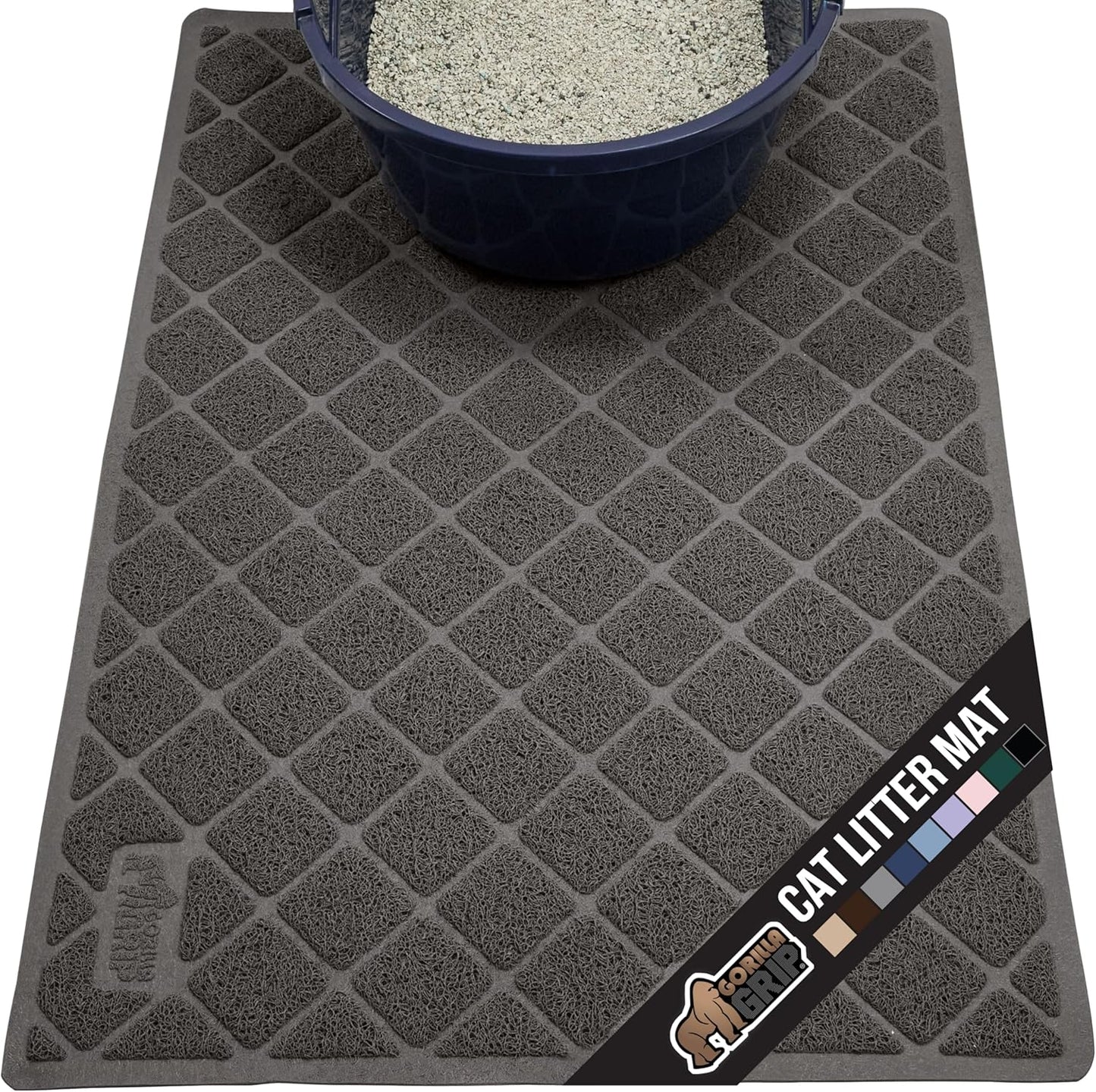 GORILLA GRIP Cat Litter Box Mat for Less Mess and Clean Floors