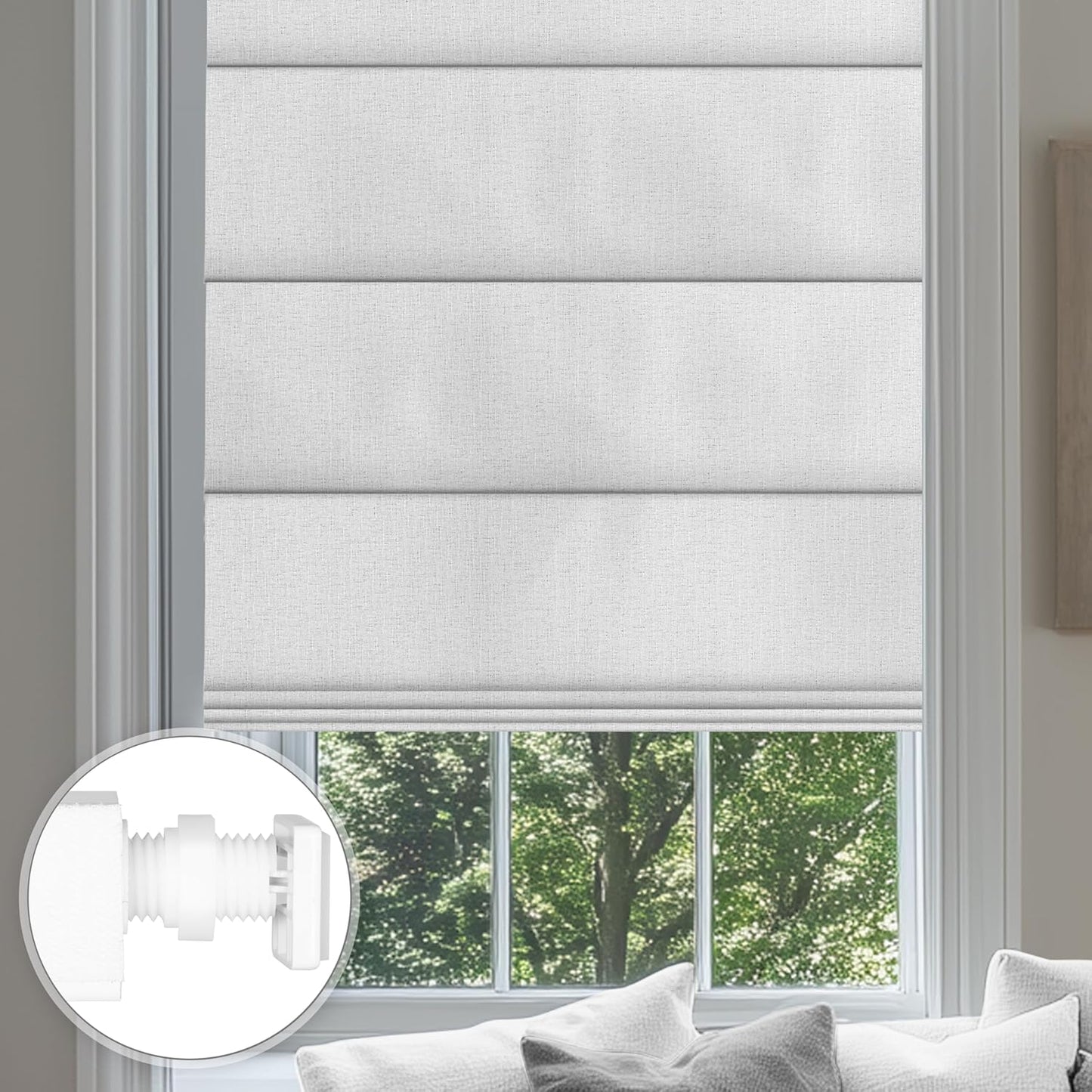 No Drill Roman Shades for Windows - Easy to Install Blackout