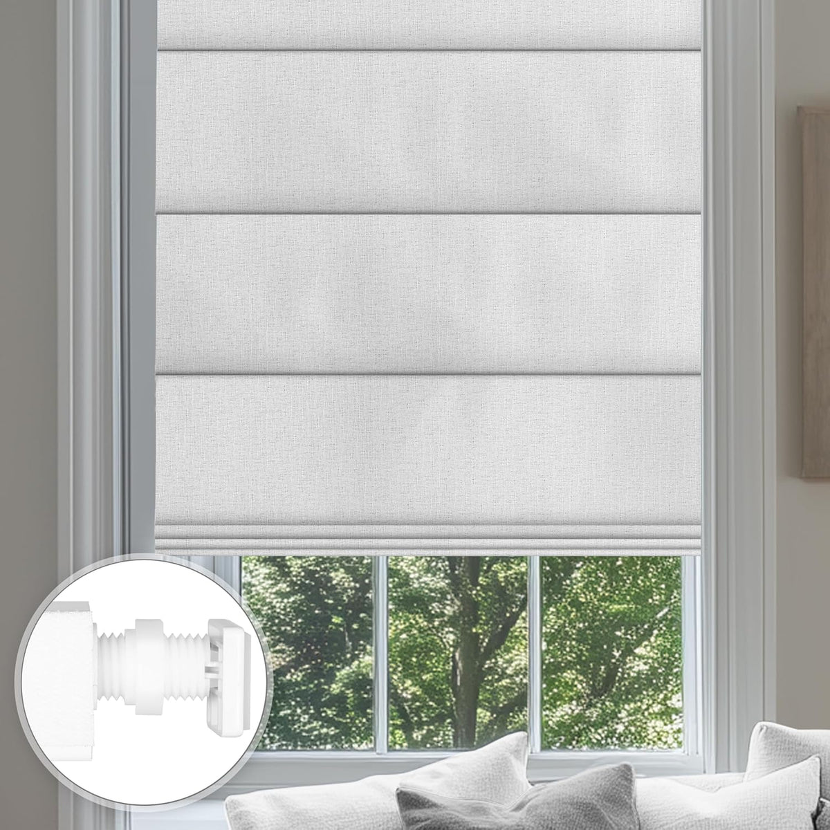 No Drill Roman Shades for Windows - Easy to Install Blackout Blinds