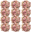 Fuchsia Artificial Rose Bouquets 12 Bundles - Long-Lasting Centerpiece