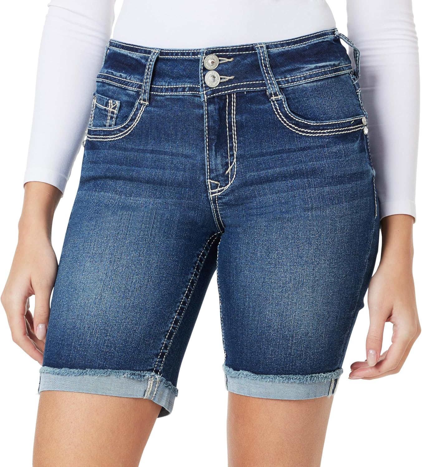 WallFlower Women's Luscious Curvy 9-inch Mid-Rise Bermuda Shorts