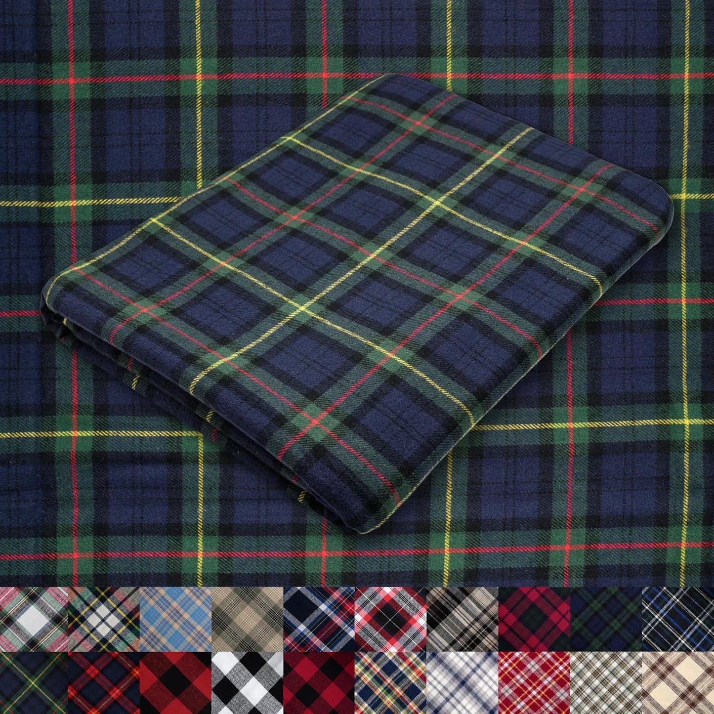 Pico Textiles 3 Yards Bolt Blue and Green Tartan Plaid Fabric