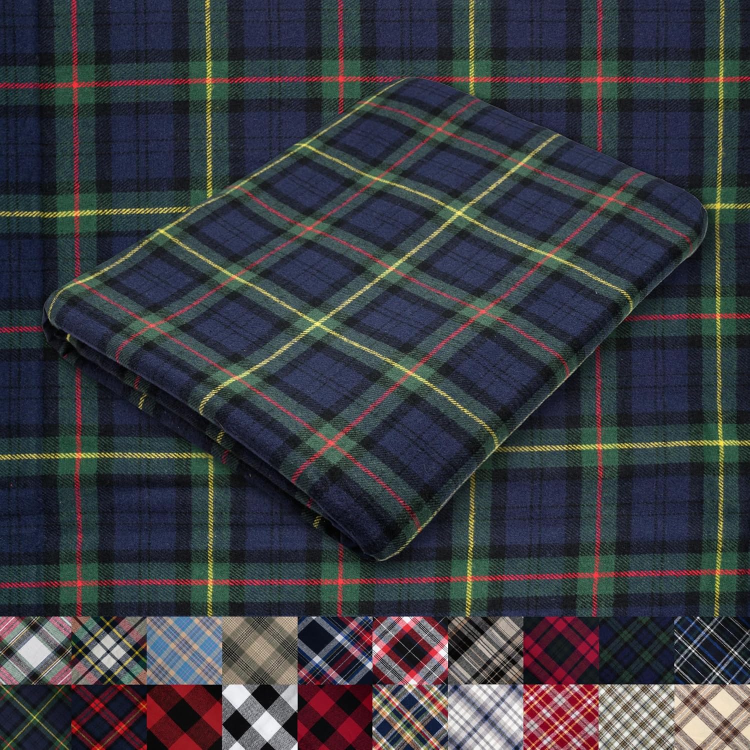 Pico Textiles 3 Yards Bolt Blue and Green Tartan Plaid Fabric